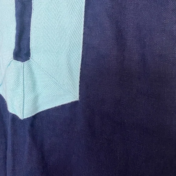 Sail to Sable Navy and Aqua Sleeveless Tunic Linen Dress - Size S - Picture 5 of 5